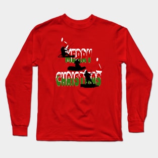 Festive Merry Christmas Seasonal Holiday Kitesurfing Long Sleeve T-Shirt